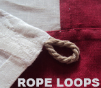 linen rope loops flag cloth sewn hand 